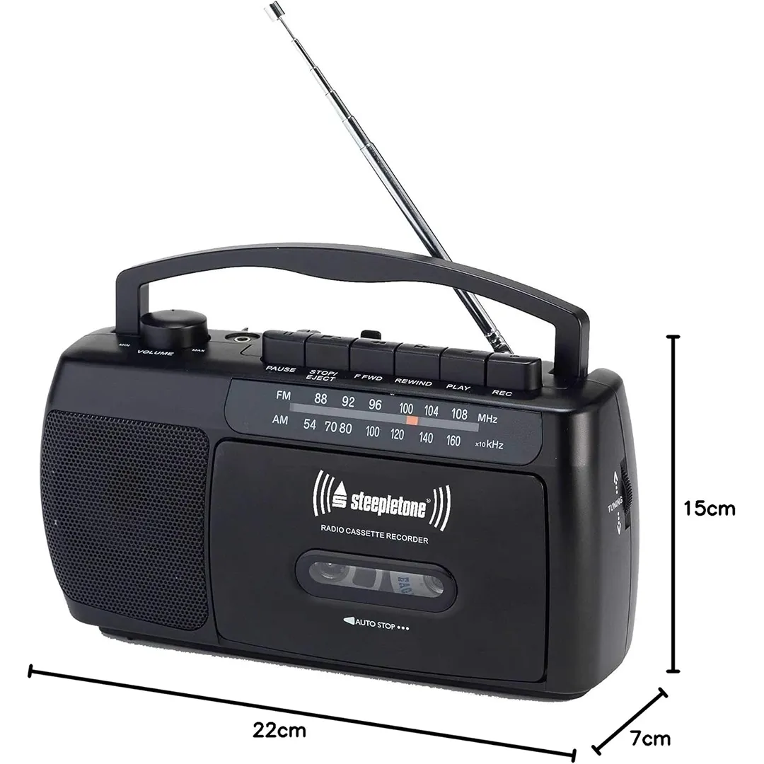 Steepletone portable MW-FM radio cassette player recorder - Image 2