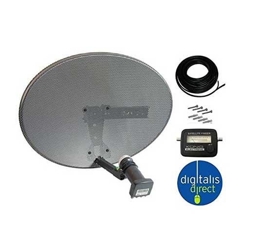 Sky Freesat Hdr Satellite Dish Diy Self Installation Kit Latest With Quad Lnb 15m Twin Cable All Necessary Brackets Bolts And Finder Digitalis Direct The Av Hi Fi Specialists