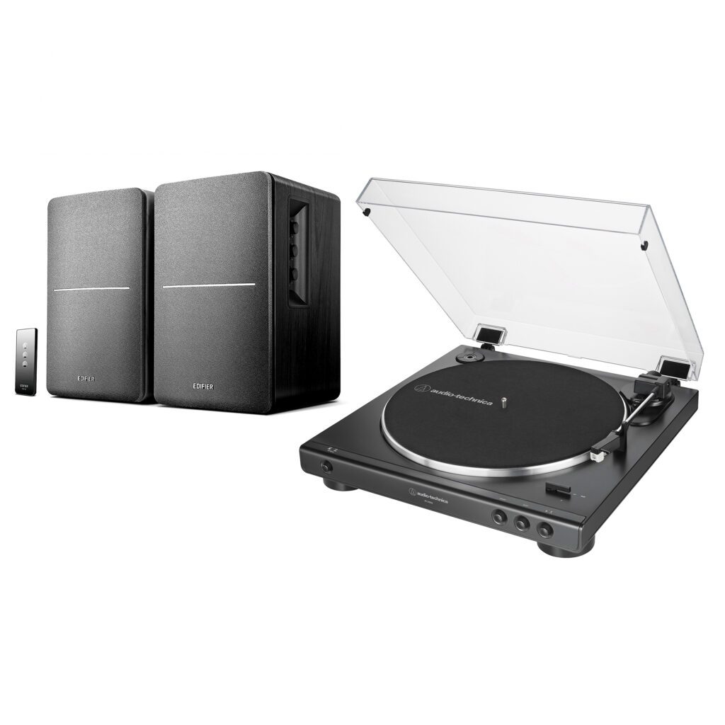 AudioTechnica ATLP60X Turntable + Edifier R1280T Black Speaker