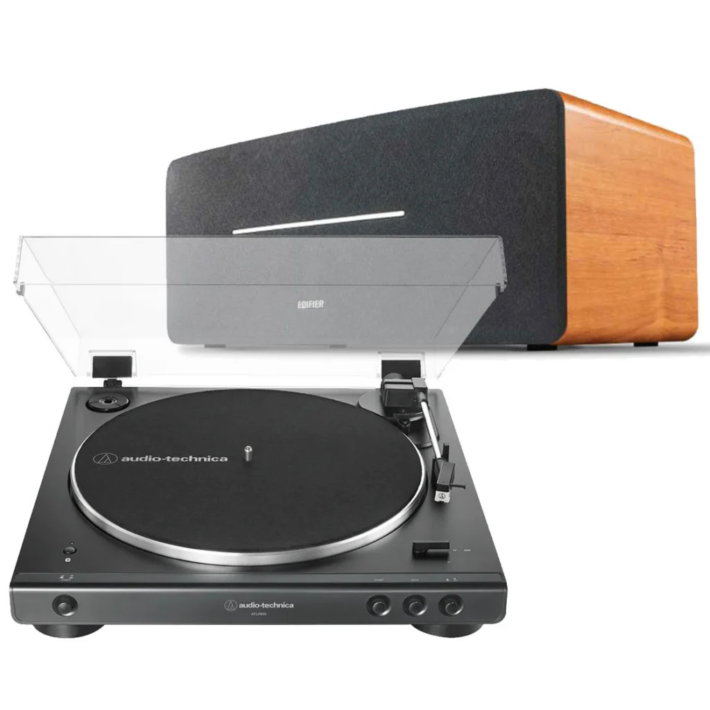 Audio-Technica LP60XBT Turntable + Edifier D12 Black Bluetooth Speaker Package
