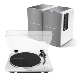 Audio-Technica AT-LP70XBT White Turntable + Edifier R1280DB Active Bluetooth Speakers White