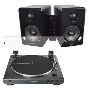 Audio-Technica LP60XBT Bluetooth Turntable + AV:LINK Active Bluetooth Speakers - Black