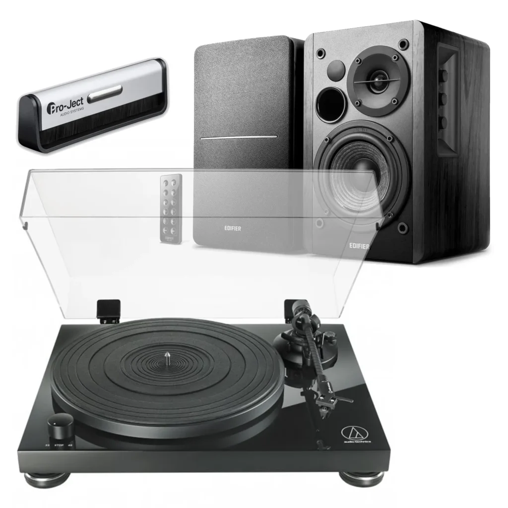 Audio-Technica AT-LPW50PB Turntable + Edifier R1280DB Speakers
