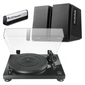 Audio-Technica AT-LPW50PB Turntable + Edifier R1700BT Active Bluetooth Speakers