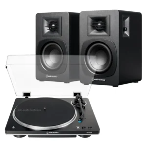 Audio-Technica AT-LP70XBT Bluetooth Turntable + AT-SP3X Bluetooth Speakers Black