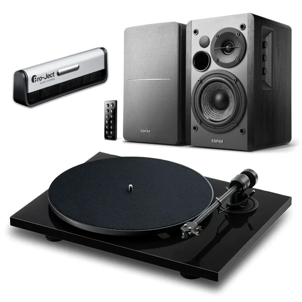 Pro-Ject E1.2 Phono Black Turntable + Edifier R1280DB Bluetooth Speaker Package